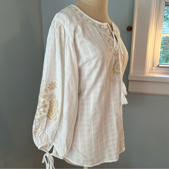 White Embroidered Peasant Blouse - Picture 3 of 9